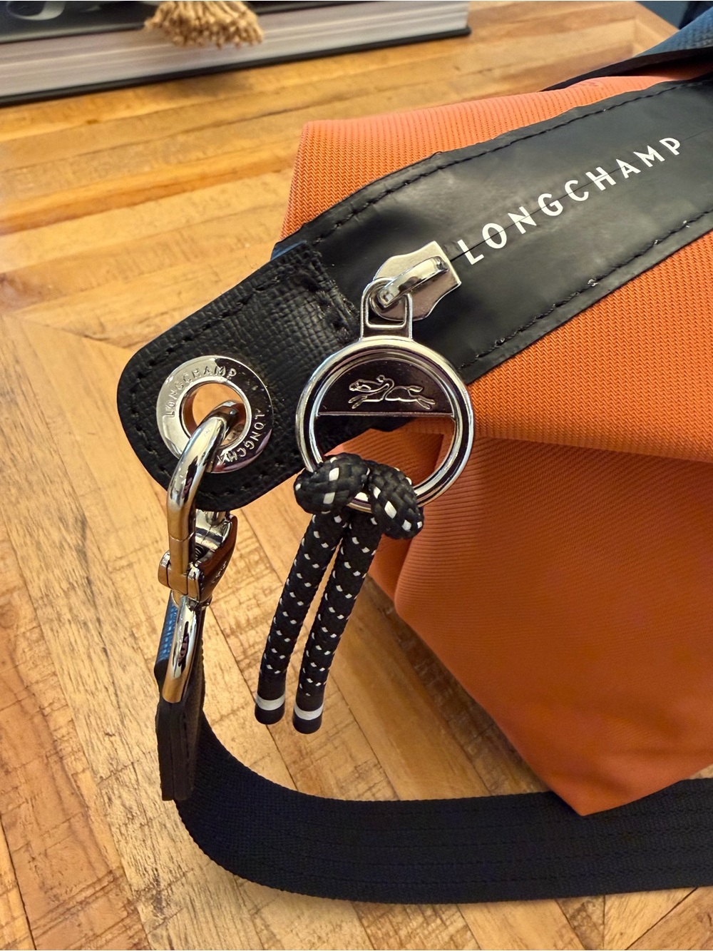 Longchamp Le Pliage Energy Orange Nylon Top-Handle Shoulder Bag Size Small - Picture 8 of 9